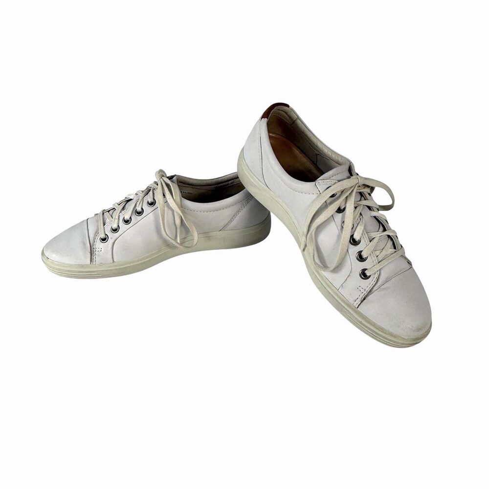 ECCO Women's White Leather Soft 7 Lace Up Sneaker Size US 7.5-8 EU 38